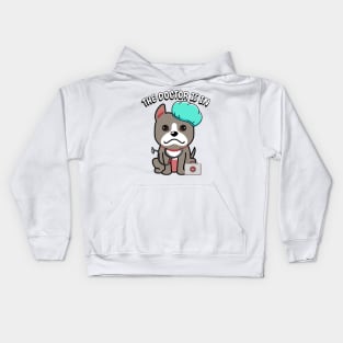 Cute grey dog is a doctor Kids Hoodie